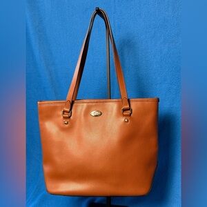 Coach Crossgrain City Shoulder Tote British Tan 10x12x4 EUC